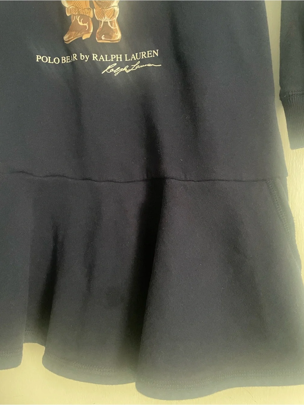 Ralph Lauren Navy Polo Bear Sweatshirt Dress with Graphic